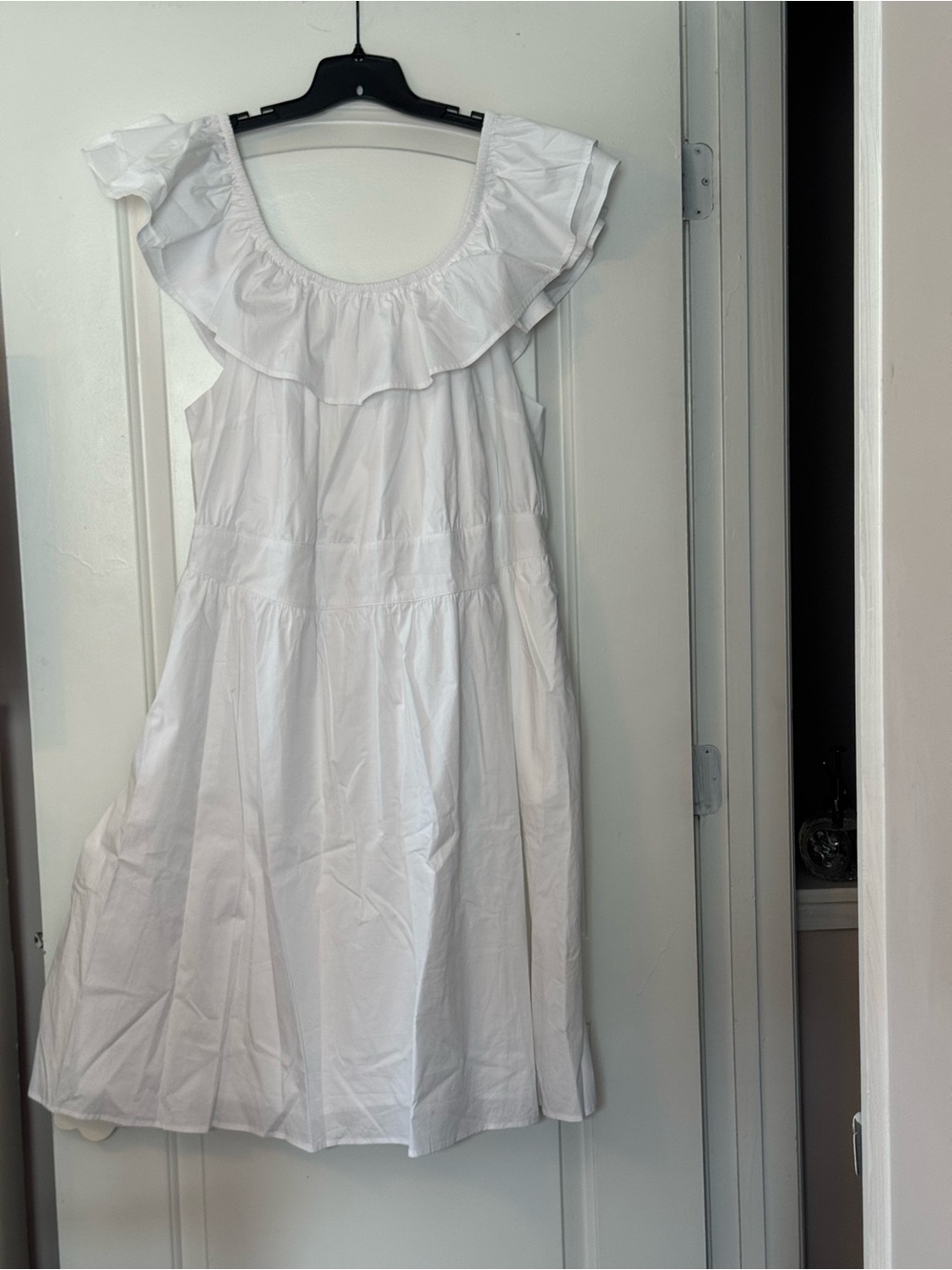 Lane Bryant Beautiful White Ruffle-Trim Maxi Dress